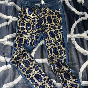 Leopard sequin jeans